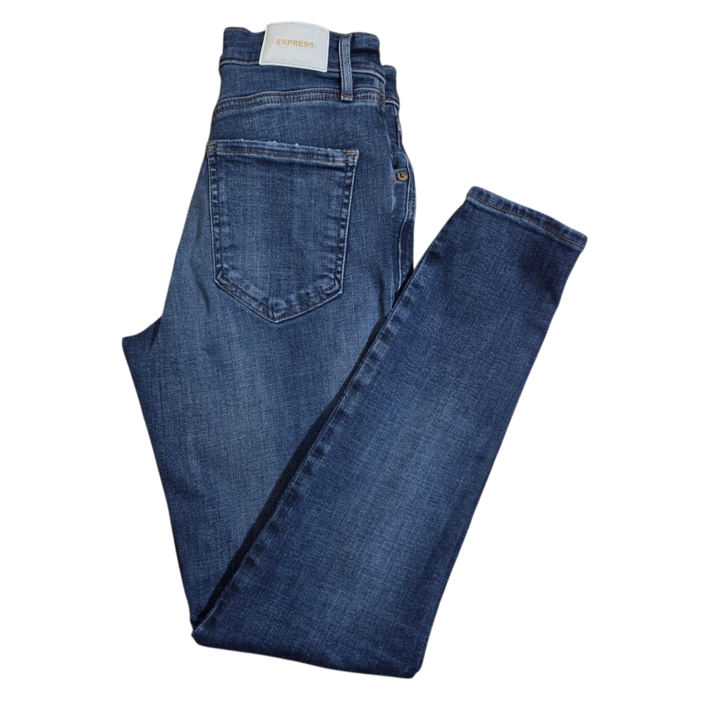 Express Slim Skinny Jeans in Blue Wash Sz 2 - Picture 10 of 10